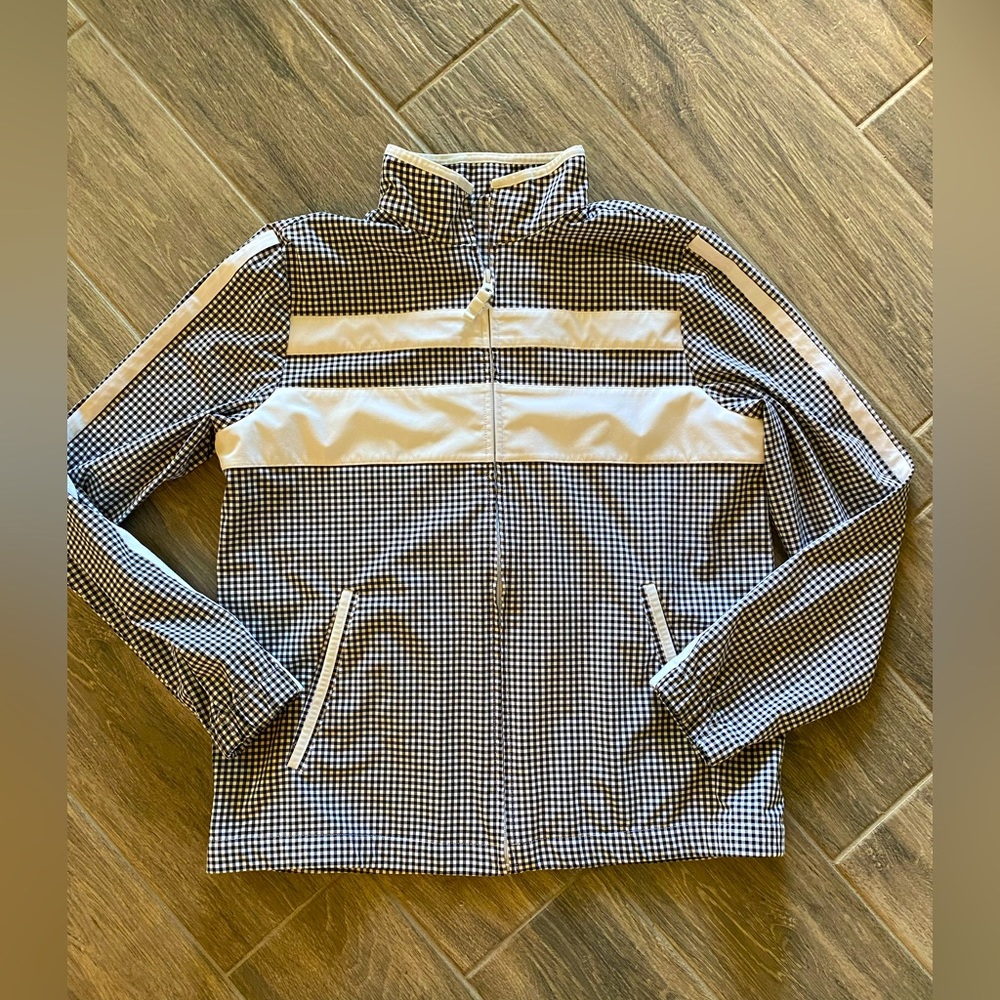 Talbots Black and White Gingham Womens Zipper Jacket Size M 🖤🤍